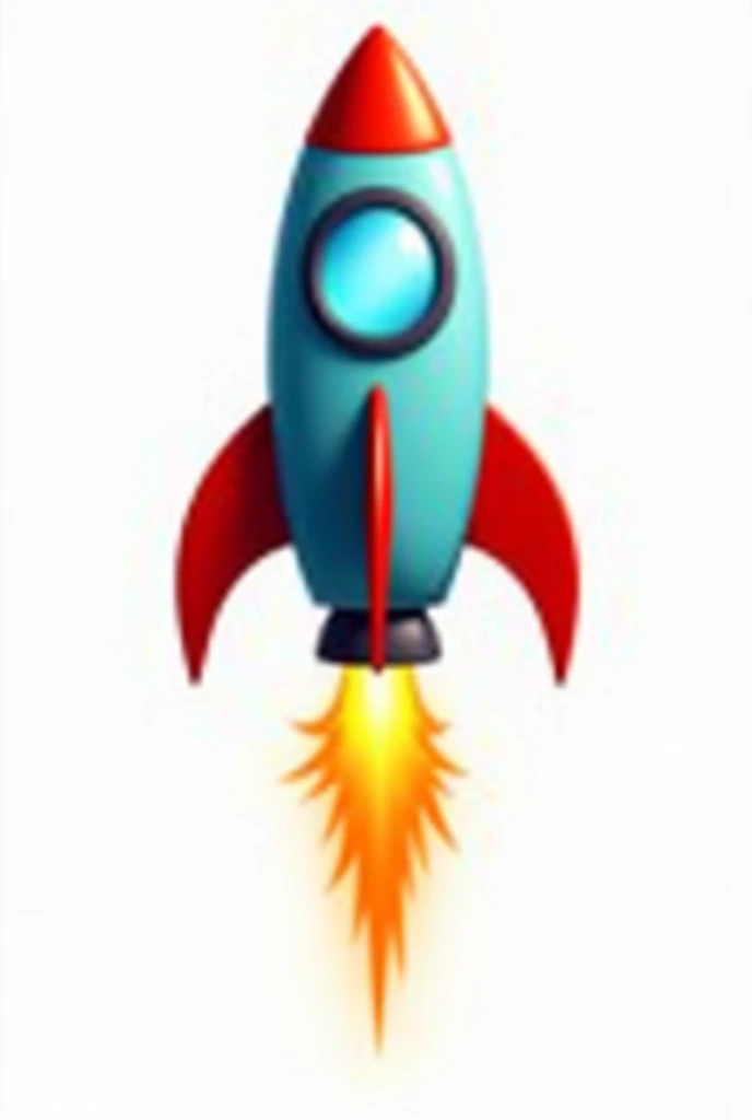 "Generate a vibrant  cartoon-style rocket in a vertical position, ready for launch. The rocket should have a sleek, modern design with vibrant colors and bold outlines. It should include distinct elements like fins, a window near the top, and a flame burst...