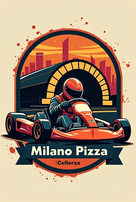 Logo pour ma pizzeria " Milano Pizza " in connection with the electric karting partner right next door 