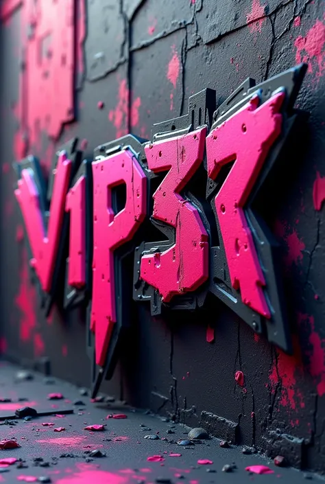 a 3D Graffiti with the following composition v1p3r with the pink and black color palettes