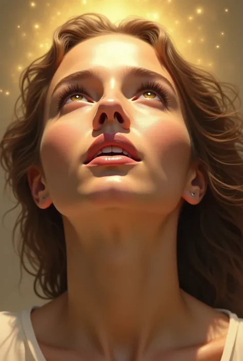 realistic image 32 year old woman praising God 18k