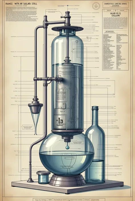 A blueprint design of a solar still with a water filter, the distiller without solar panel