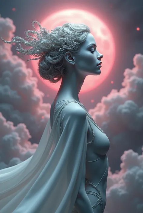 High Definition RAW Color Art, cartoon,sculpture, Silver Marble Skin, (((Extremely meticulous and elegant))), Magical atmosphere, (Delicate skin, texture (Complex details, Fine details, Ultra Detailed), Crimson Moonlight, Depth of Field, Bokeh, Silky touch...