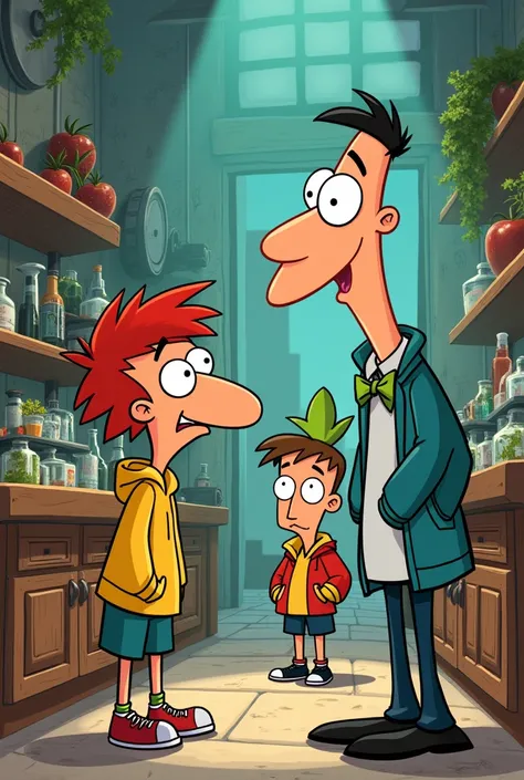 Phineas and Ferd&#39;s Doctor Doofenshmirtz Tomato Maker as the characters from the series