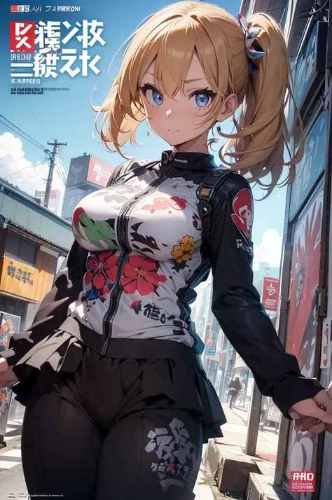 fund, mixed language_text, japanese graffiti letters, gals, long blonde hair, excellent lighting, side lighting, perfect ending ...