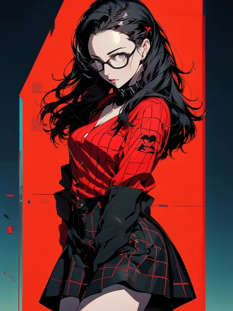 in the art style of persona5, (masterpiece:1.2, highest quality), (Realistic, photoRealistic:1.4), Beautiful illustrations, (Natural Side Lighting, Cinema Lighting), Written boundary depth, Beautiful thighs staring at the viewer, 1 female, 30-year-old, alo...