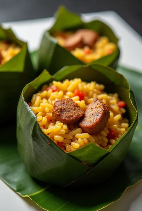 Pastil a filipino food rice with meat that wrap in banana leaves 