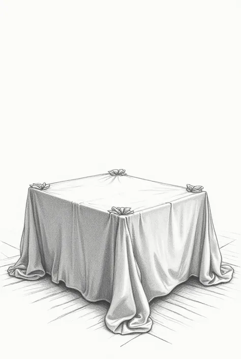 pencil sketch of a table with tablecloths 