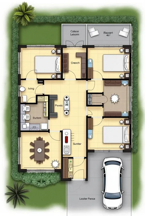 33×66 4bhk home layout plan 