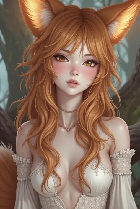 fox girl with red hair and tail