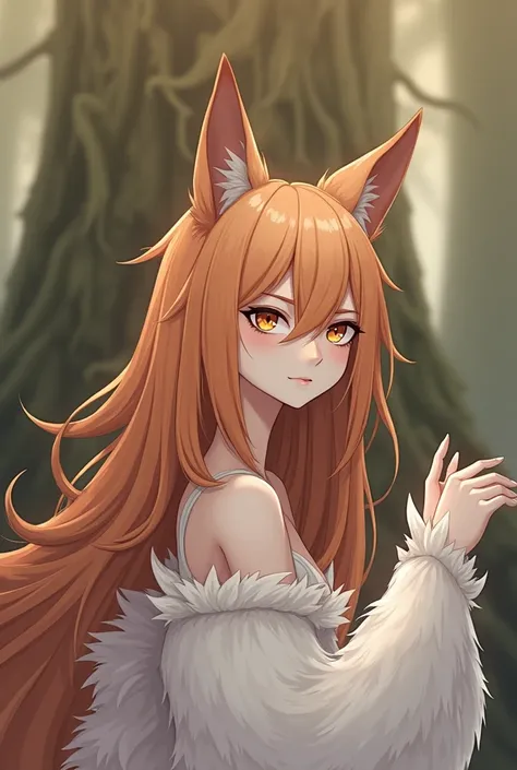 fox girl with red hair and tail