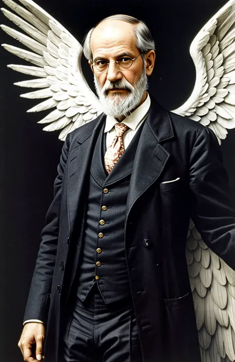 Sigmund Freud with angel wings 