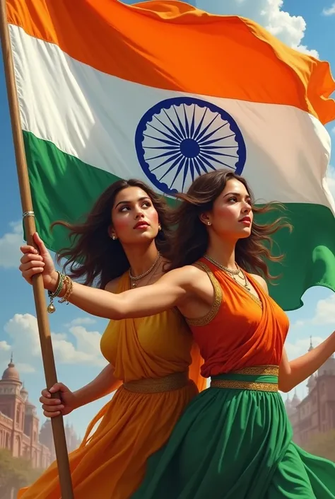 Ladies with indian flag