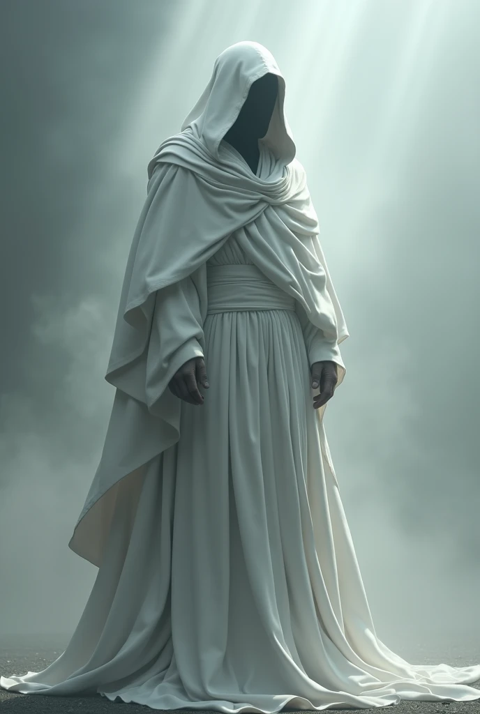 Man with hood and white cloak