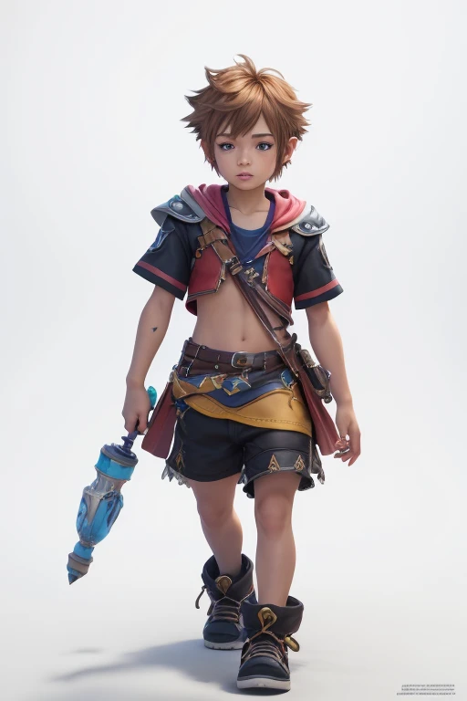 Sora, Kingdom Hearts, beautiful detailed eyes, beautiful detailed lips, extremely detailed face, wearing a diaper, photorealistic, 8k, detailed, masterpiece, intricate, cinematic lighting, dramatic lighting, colorful, vibrant, fantasy