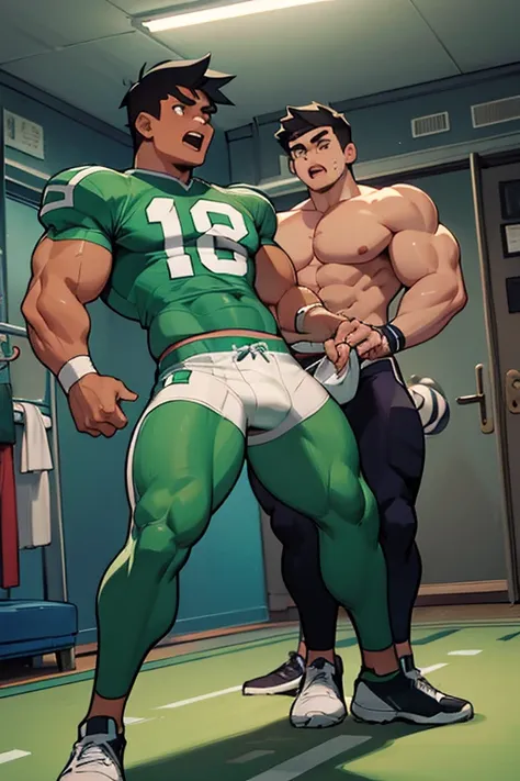 Danny Phantom, ghost, hypnosis, jock, conversion, locker room hallway, hyper muscles, jockstrap, bro, meathead, hypnotized, brainwashed, brainwashing, big dumb jock, football. Danny Fenton is hypnotized by Dash to become another dumb football jock bro. Glo...