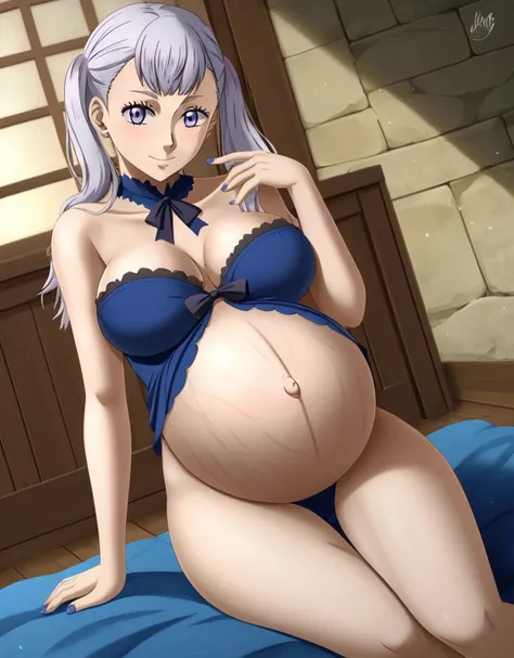 noelle_blackclover, Noelle Silva, Black Clover, long silver hair, waist-length hair, half-up half-down hairstyle, ribbon, soft waves, side-parted bangs, almond-shaped blue eyes, high-quality, ultra-detailed, beast quality, 8K resolution,
looking at viewer,...