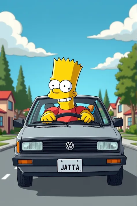 Bart driving a grey Jetta mk4 