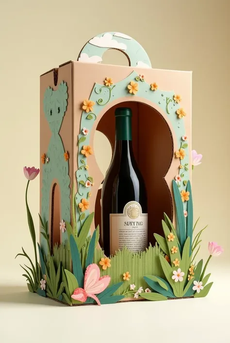 I need you to make a box made of cardboard to store wine and in April have a 3D effect