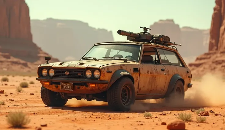 Cyberpunk Datsun Vintage Armored Wagon、Shallow depth of field、(masterpiece:1.3) (最high quality:1.2) (high quality:1.1)、Cinematic Light, ((Cinema Lighting),(Natural light),(High level of artistry),(artistic),(Indistinguishable quality from the real thing),R...