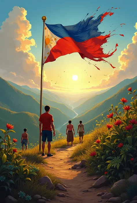 Filipino:wikang mapagpalaya (landscape 
showing freedom)