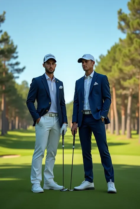 Take a photo of Tristan Percival and Lancelot from the golf academy
