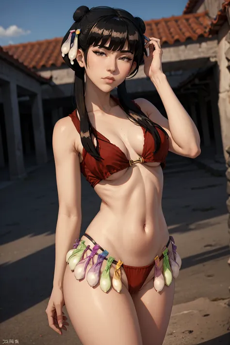 8k, ray tracing, vibrant colors, (1girl), (solo:1.4), (mai:1.4), chinese clothes, black hair, long hair, sidelocks, looking at viewer, bored, open eyes, orange-brown eyes, masterpiece, sharp focus, Best Quality, depth of field, cinematic lighting, very det...