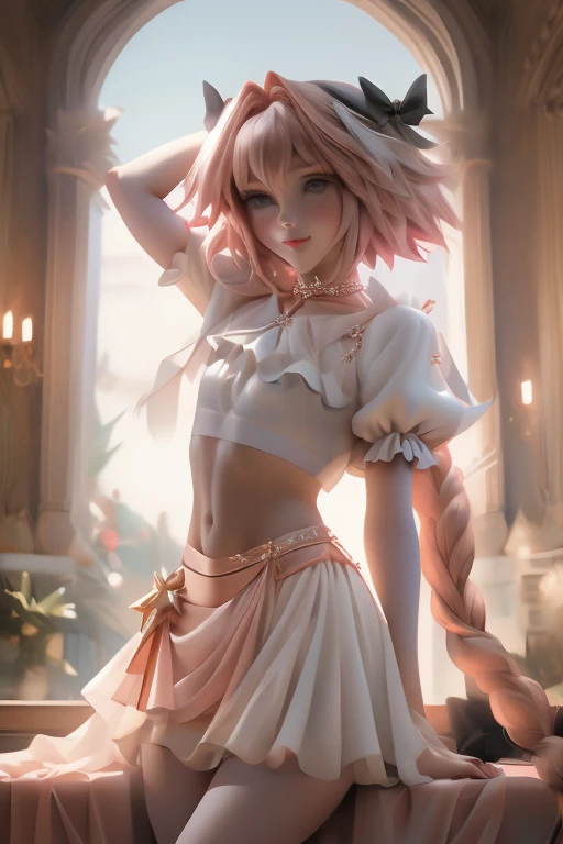 ((masterpiece)), ((best quality)), (detailed), astolfo, beautiful, beautifu and slim perfect body, slim body, really female, sli...