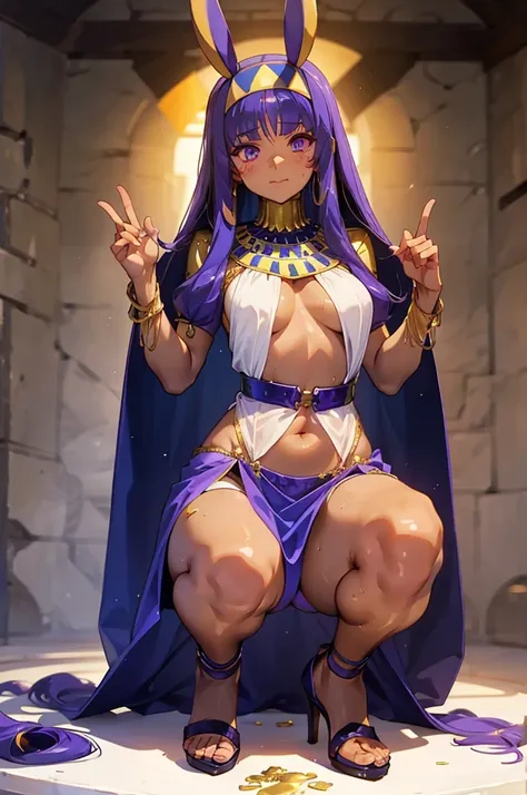 nitocris、beautiful girl、raise your hands to show your sweaty armpits,peeing、squatting、spread legs、high heels、shoes、hands on knee...