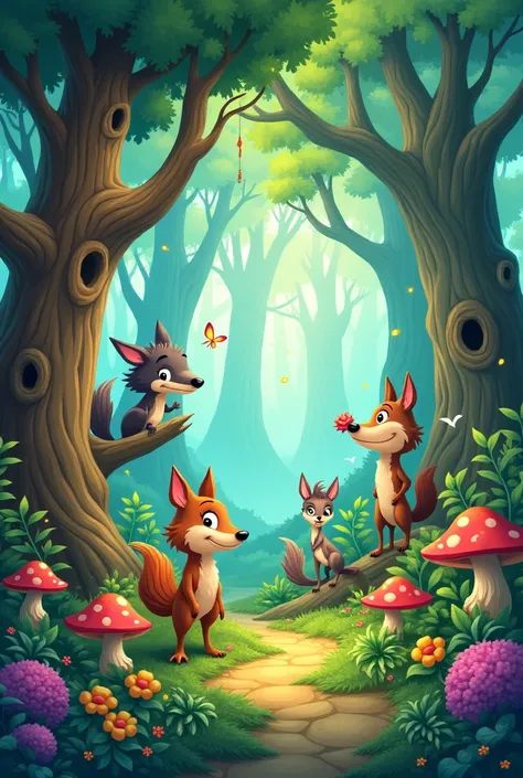 A magical forest, cartoons 