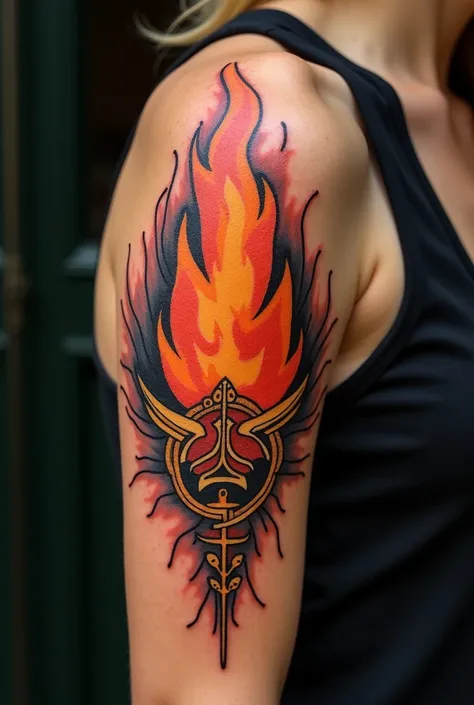 A tattoo the represents The Will of Fire, a symbol that means love will bring peace