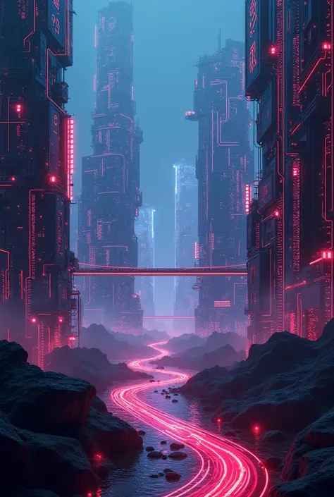 "Futuristic neon cyberpunk design with glowing circuit patterns and digital vibes."