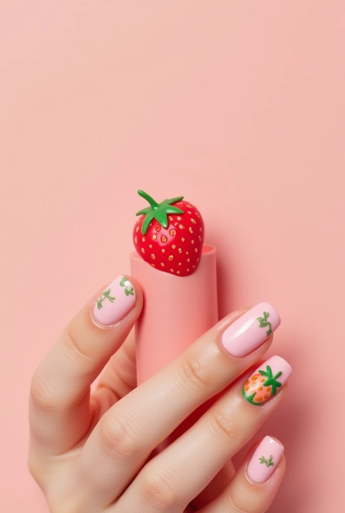 Make me modern simple nails inspired by strawberrys