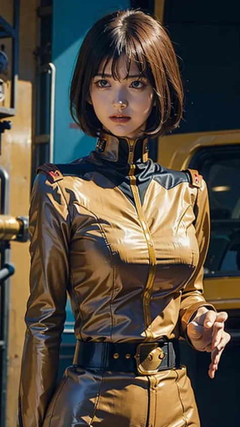 Ruriko Midorikawa、government official、uniform、One beautiful woman、独奏、Upper Body、Calm colors、Federal Armed Forces、Large Breasts。
Pilot Suit、Retax、gold、whole body、