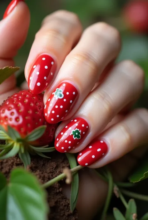 Make me nails inspired by strawberrys