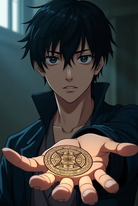 Anime Seal On Hand On Hand Of A Young Man Black Hair Black Eyes