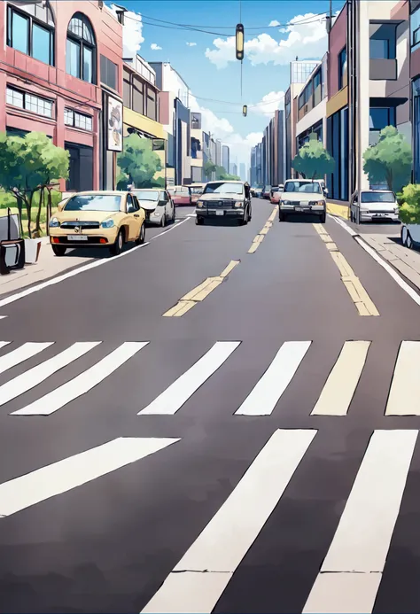 Anime boy Zebra cross line in traffic, consistent image generator,