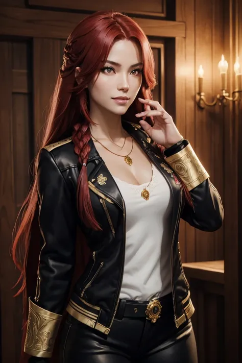 i want to be a powerful figure behind the scenes！,iris midgar,red hair,long hair,outside flip,with a single braid on one side on...