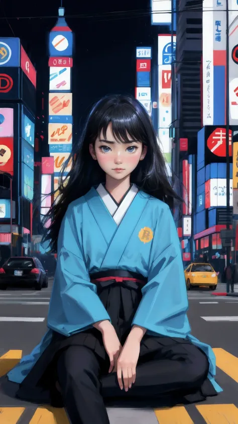 there is acute Japanese girl  sitting in a car with bitcoins on the back, face expression frustrated cryptocurrency, crypto, bitcoin, satoshi, car traffic, by David G. Sorensen, by Brian Thomas, typical cryptocurrency nerd, by Matt Bors, by Jesse Richards,...