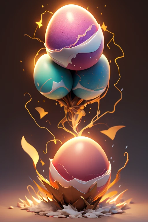  Monster Eggs. Lightning patterned eggs floating in mid-air.. The image should be sharp and detailed, with beautiful colors.