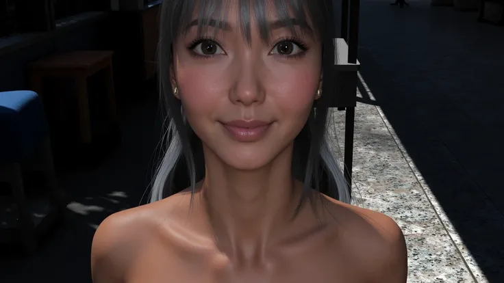 Beautiful asian face woman, image from the neck up, woman with a long neck　 front face adult woman