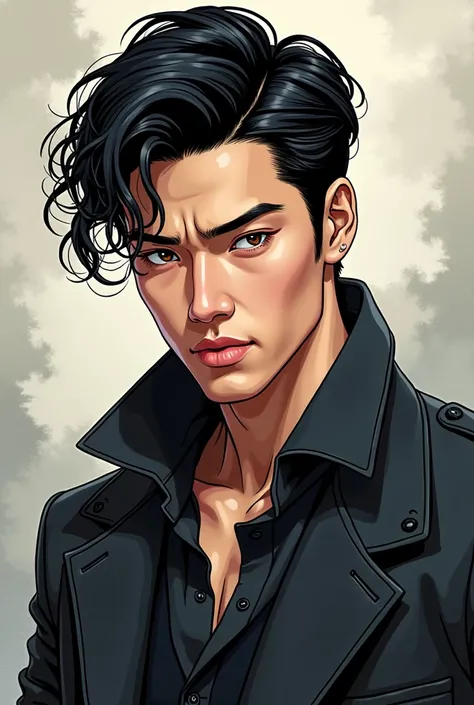 Hot Black Haired Korean Guy Manhwa Art Style