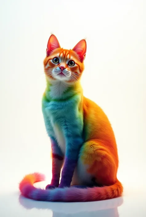 Seven-colored cat , white background