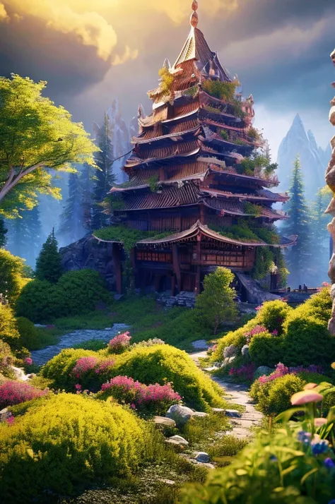 masterpiece, best quality, high quality,extremely detailed CG unity 8k wallpaper, An enchanting and dreamy scene of a fantasy forest, with towering trees, glowing mushrooms, and hidden fairy glens, creating a sense of mystique and enchantment, artstation, ...