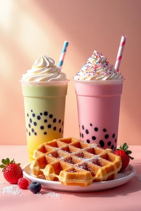 Buy one Boba tea and get one t waffle for promotional post
