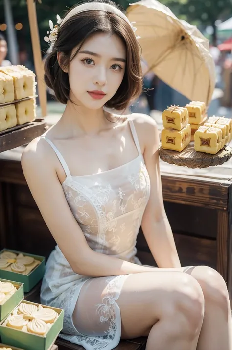 (((best quality))),(((ultra detailed))),(((masterpiece))),illustration,((1 beautiful girl,solo)),(shoulder-length straight bob:0.8),((slim,thin)),((small breasts,flat chest)),delicate face, twinkling eyes,(flowing osmanthus flower dress:1.3),(slender legs:...