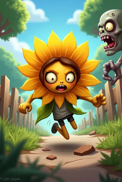 Then the sunflower plant student from pvz was almost eaten by a zombie from a pvz

He run as fast as he coud