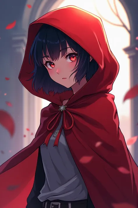 A female teenager anime style game chracter assest where she wears a red hood 