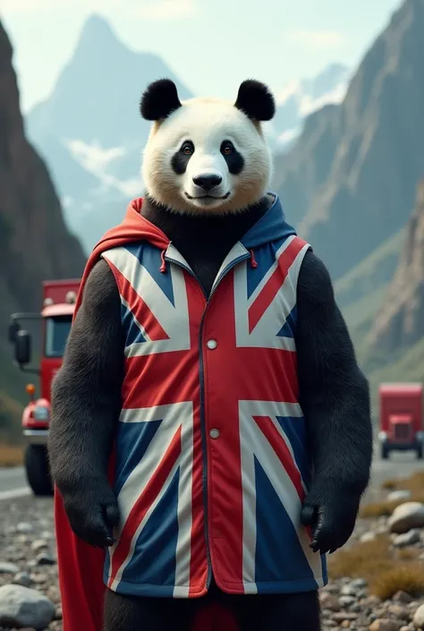 Uk flag on panda with truck