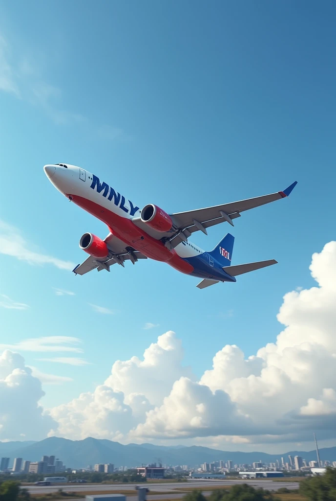 An image of a plane taking off with a brand name called MNL