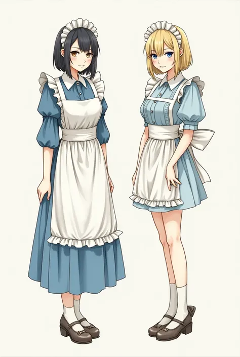 Japanese women, Maid clothes, Colored pencil drawing, Real